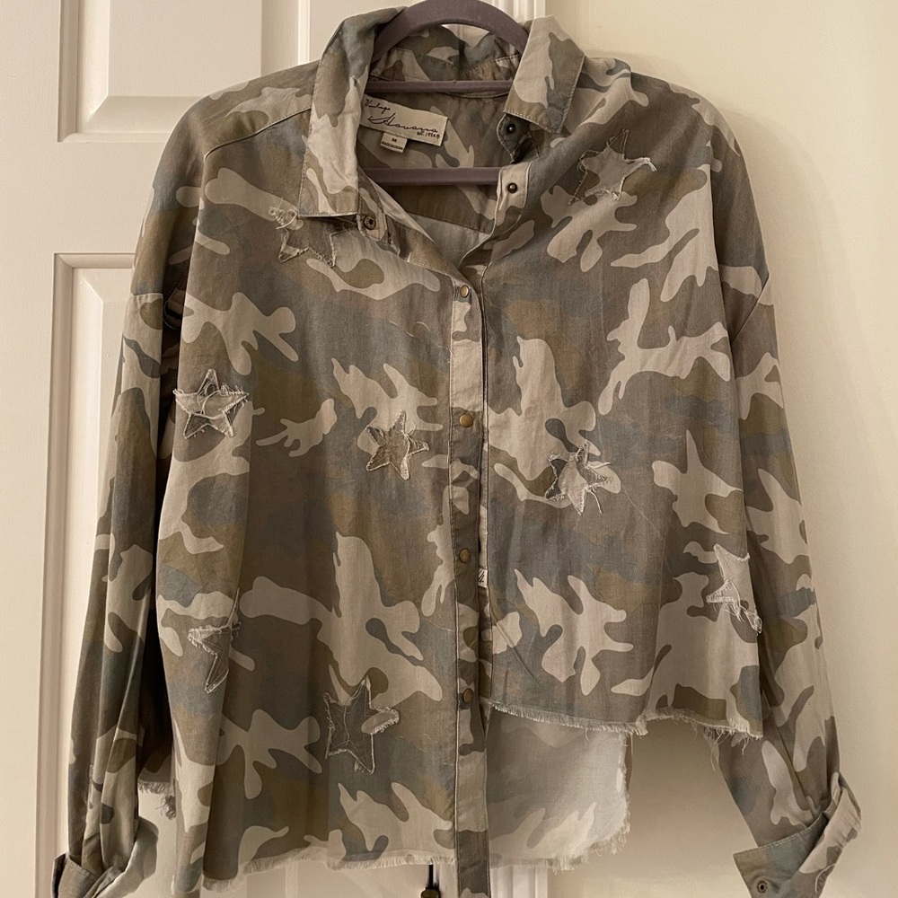 Vintage Havana Camo button down blouse
